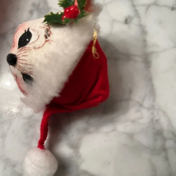 Annalee Dolls Mouse in Santa hat 1988. Mouse head ornament 1998. Good condition - Picture 6 of 8